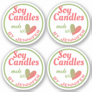 Sticker Rouge vert vintage fait avec des bougies de soja d