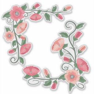 Sticker Rougissent les vignes roses de fleurs