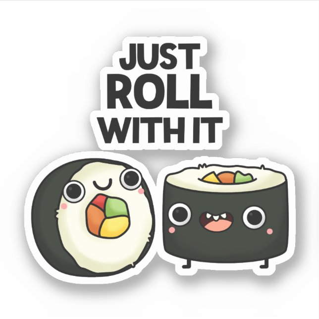 Sticker Rouler Avec Il Drôle Sushi Roll Pun (Devant)