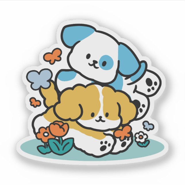 Sticker Rouler En Mai Comme De Joyeux Pups - Mignonne Chie (Devant)