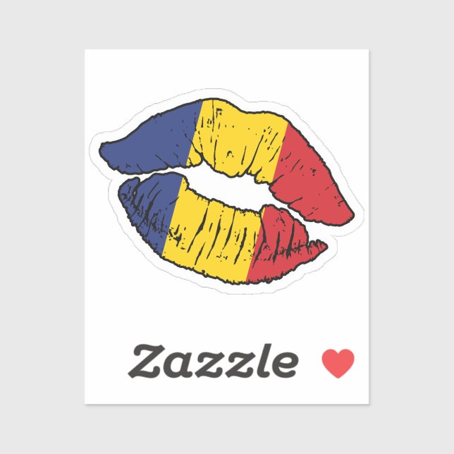 Sticker Roumanie Roumain Lipstick Love Drapeau (Feuille)