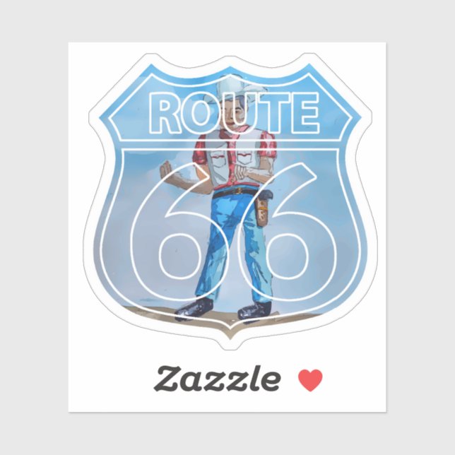 Sticker Route 66 Gallup Cowboy (Feuille)