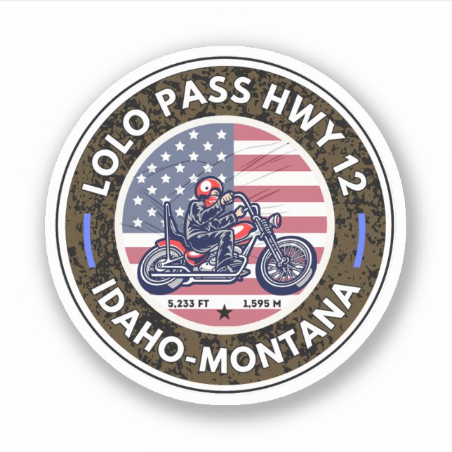 Sticker Route de Lolo pass Oregon voyage à moto (Devant)