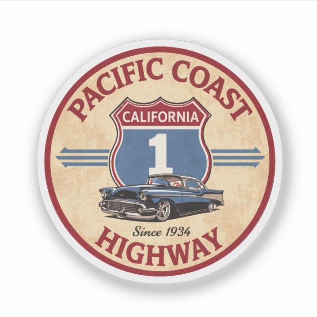 Sticker route moto pacific coast highway california  (Devant)