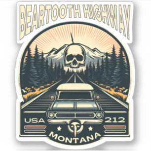 Sticker route vintage Beartooth us 212 montana autoroute