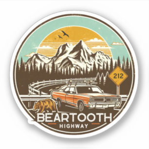 Sticker route vintage Beartooth us 212 montana chaussée