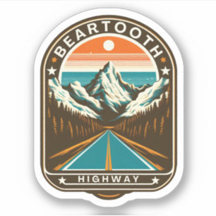 Sticker route vintage Beartooth us 212 montana chaussée