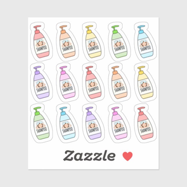Sticker Routine de douche de lavage de cheveux de shampoin (Feuille)