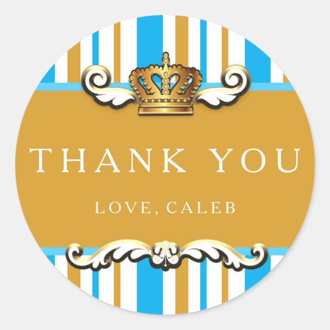Sticker Royal Blue & Gold Crown Prince Party Favor (Devant)