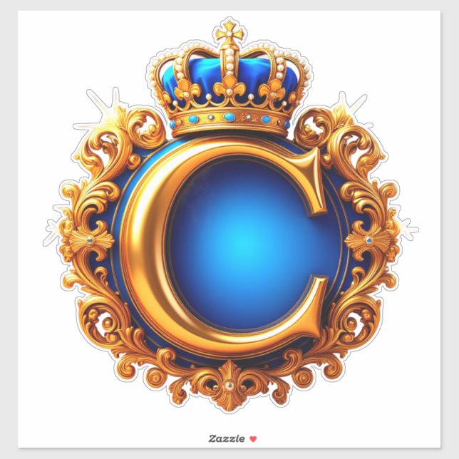 Sticker Royal Blue Letter C Monogram (Feuille)