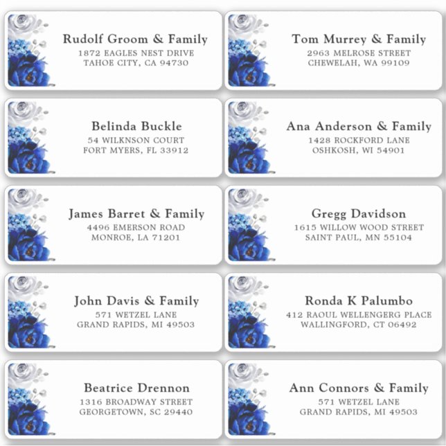 Sticker Royal Blue White Silver Mariage Adresse d'hôte Sti (Devant)