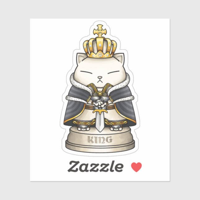Sticker Royal Cat Chess King Piece (Feuille)
