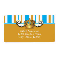 Sticker Royal Gold Crown Blue Elegant Party Étique