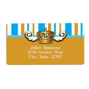 Sticker Royal Gold Crown Blue Elegant Party Étique