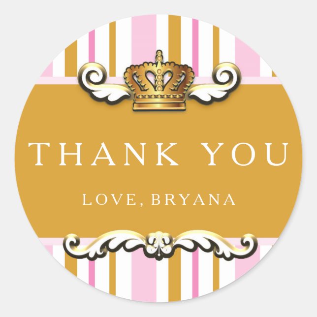 Sticker Royal Pink & Gold Crown Princess Party (Devant)