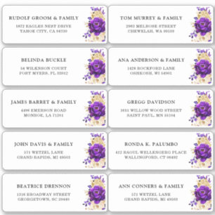 Sticker Royal Purple Gold Floral Mariage Adresse d'hôte