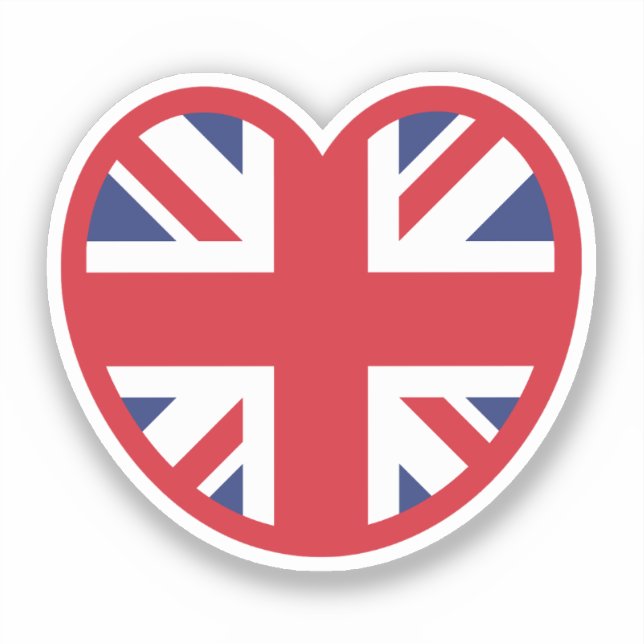 Sticker Royaume-Uni Union Jack Flag Heart (Recto)