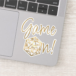 Sticker RPG Game On   Gold Tabletop PnP Role Player Dice