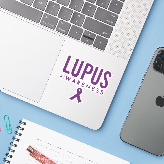 Sticker Ruban de sensibilisation Lupus pourpre (Ordinateur portable avec iPhone)