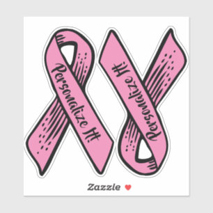 Sticker Ruban de sensibilisation PERSONNALISÉ (rose)