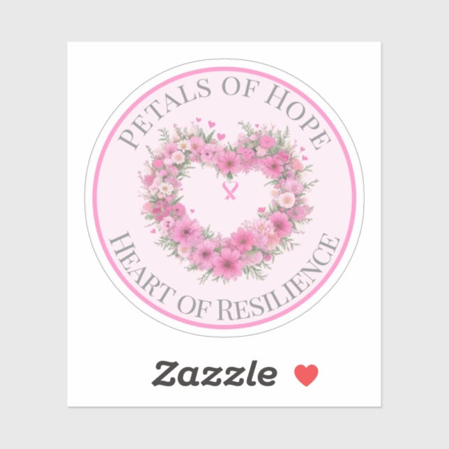 Sticker Ruban Rose Floral Cœur (Feuille)