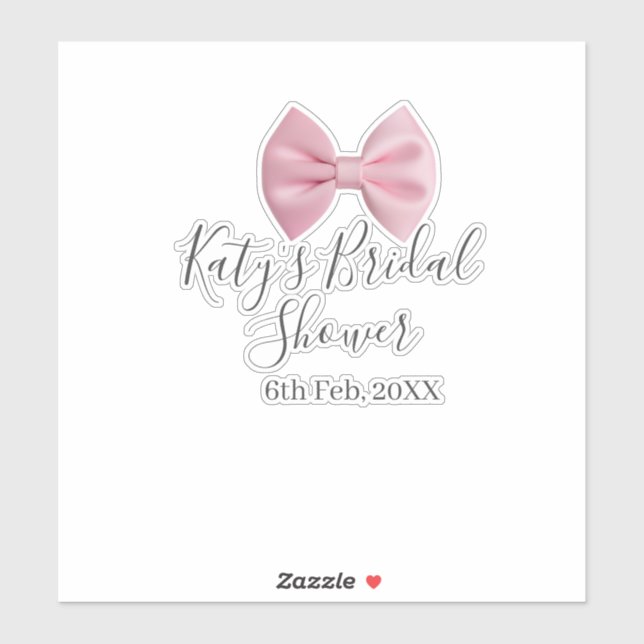 Sticker ruban rose pastel élégant nom date enterrement de  (Feuille)