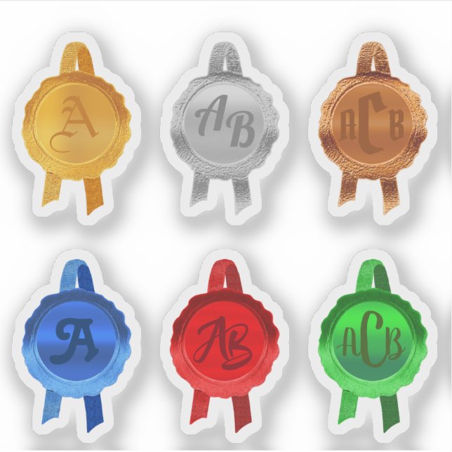 Sticker Rubans Faux Award/Certificat Seal (6ClrInitials) (Devant)