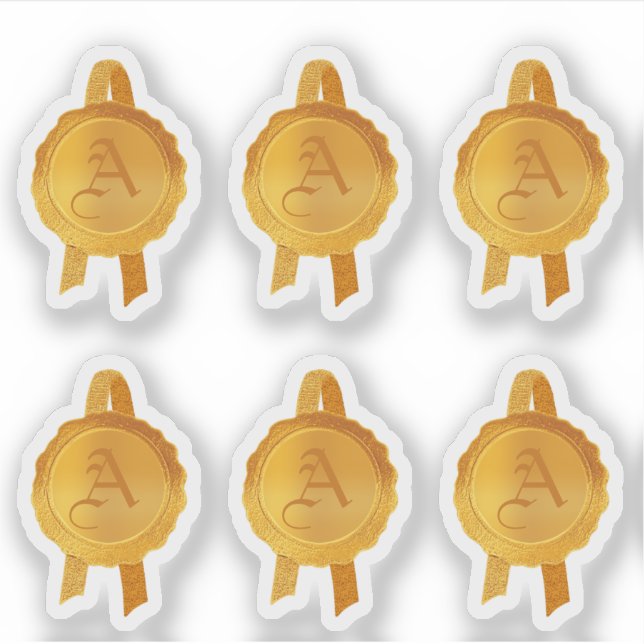 Sticker Rubans Faux Award/Certificat Seal (Gold Initial) (Devant)