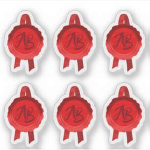 Sticker Rubans Faux Award/Certificat Seal (Initiales rouge