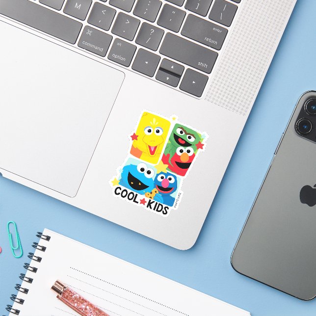 Sticker Rue Sésame | Enfants Cool (Ordinateur portable avec iPhone)