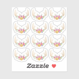 Sticker Russe Floral Antlers Pastel Aquarelle Planner