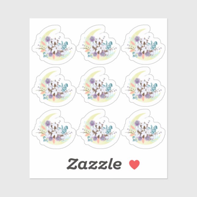 Sticker Russe Pays Sud Coton Floral Moon Planner (Feuille)