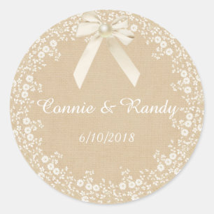 Sticker Rustic Country Burlap et Mariage de dentel