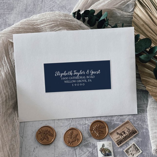 Sticker Rustic Navy and White Wedding Guest Address Labels (Créateur téléchargé)