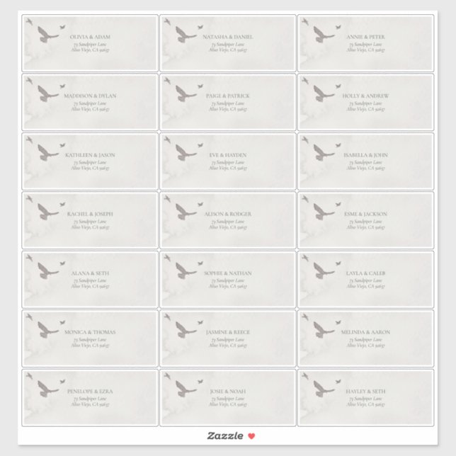 Sticker Rustic Watercolor Mariage Adresse e-mail de l'invi (Feuille)