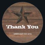 Sticker Rustic Western Wood Rustic Star<br><div class="desc">Sticker rustique Star Rustic Western Wood Country. Customisez avec tout texte. Éléments correspondants disponibles.</div>