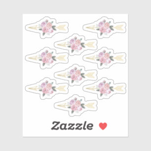 Sticker Rustique Bohème Flore Flèches Blush Rose Boho Chic