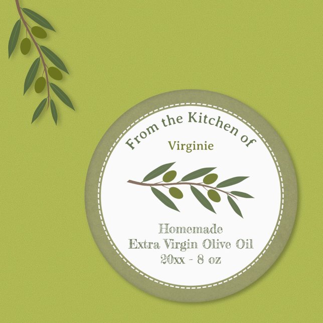 Sticker Rustique Étiquette d'huile d'olive Kraft (Rustic Olive Oil Label Kraft Sticker)