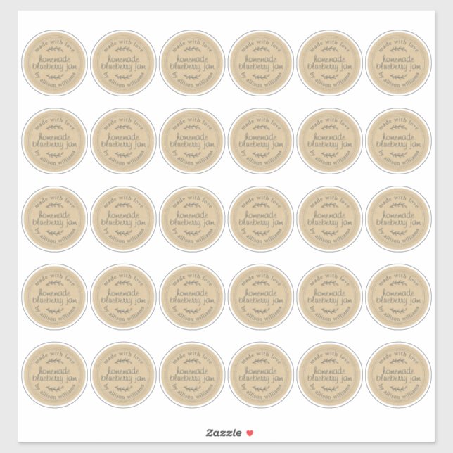 Sticker Rustique maison confiture de bleuets papier Kraft  (Feuille)