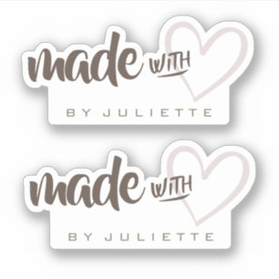 Sticker Rustique moderne Fabriqué avec coeur d'amour Brown
