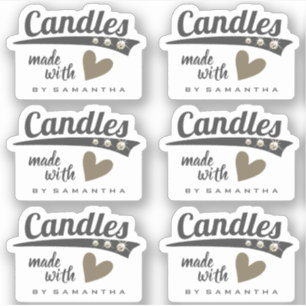 Sticker Rustique moderne fait avec amour Bougies Brown du