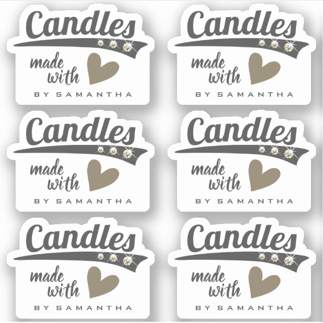 Sticker Rustique moderne fait avec amour Bougies Brown du  (Devant)