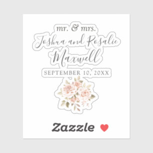 Sticker Rustique Romantique Shabby Roses Noms et Mariage D