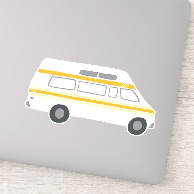 Sticker RV vintage Van Motorhome Campervan Cute Dessin (Détail)
