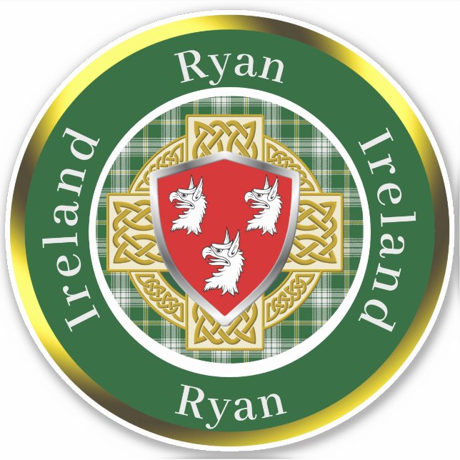 Sticker Ryan Irish Shield/Celtic Cross Personnalisé (Devant)