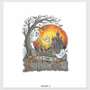 Sticker Sa Maison Hantée Halloween Cimetière Effrayant