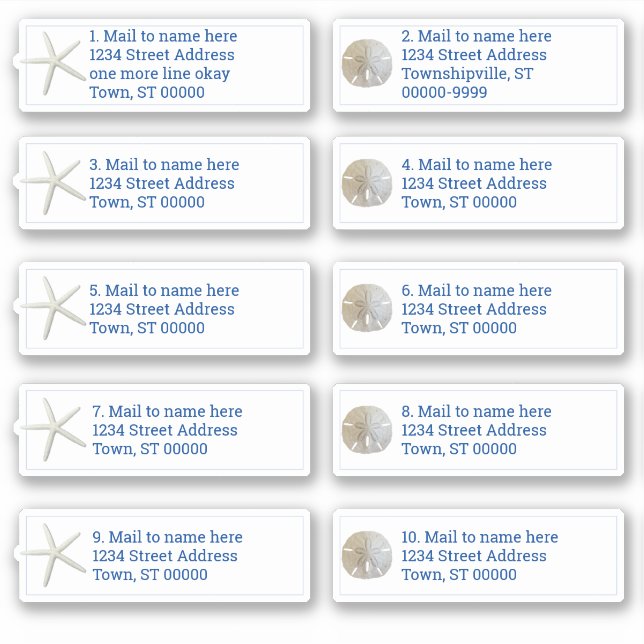 Sticker Sable Dollar Etoiles Mer Blanc Individuel Mailing (Devant)