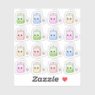 Sticker Sachets de thé Cozy Tea Time Mignon Kawaii Bujo Pl