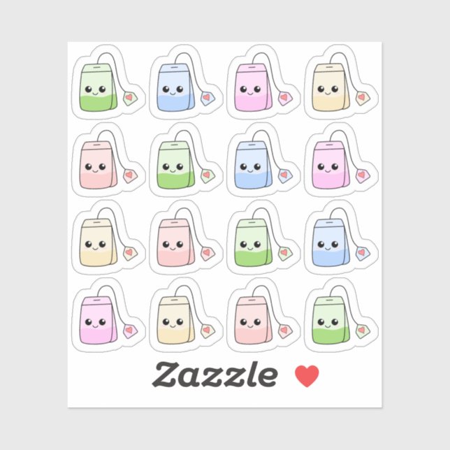 Sticker Sachets de thé Cozy Tea Time Mignon Kawaii Bujo Pl (Feuille)