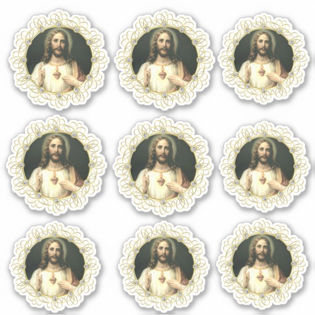 Sticker Sacré Coeur de Jésus Vinyle religieux (Devant)